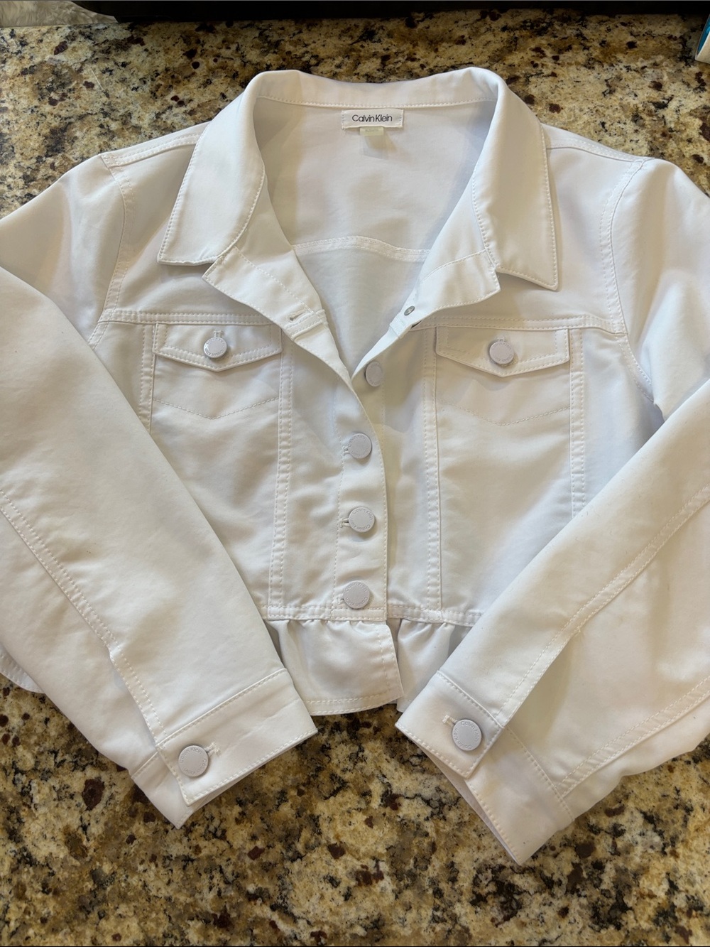 Calvin Klein White Cropped Button-Up Jacket